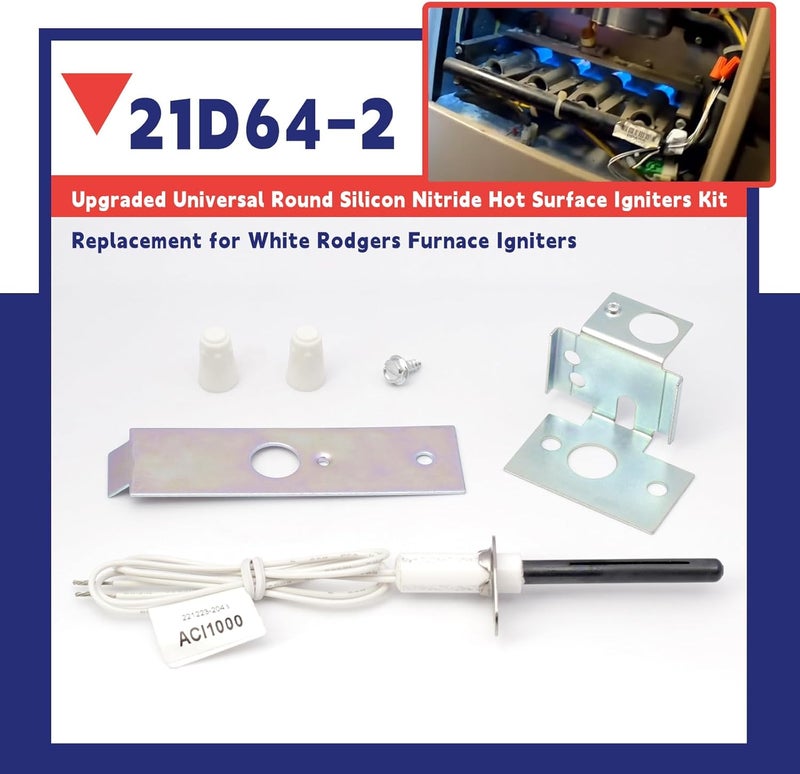 Dusledel 21D64-2 Universal Furnace Hot Surface Round Silicon Nitride Ignitors Replacement for White Rodgers Furnace Hot Surface Igniters Kit SSN2000 - Image 2